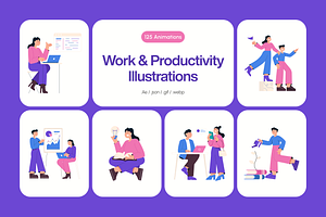 Animated Work & Productivity Flat, a Work Illustration by Creative Stall