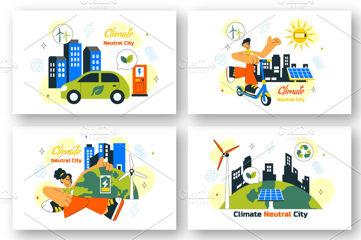10 Climate Neutral City Illustration, an Object Illustration by denayunebgt (Photo 2 of 4)