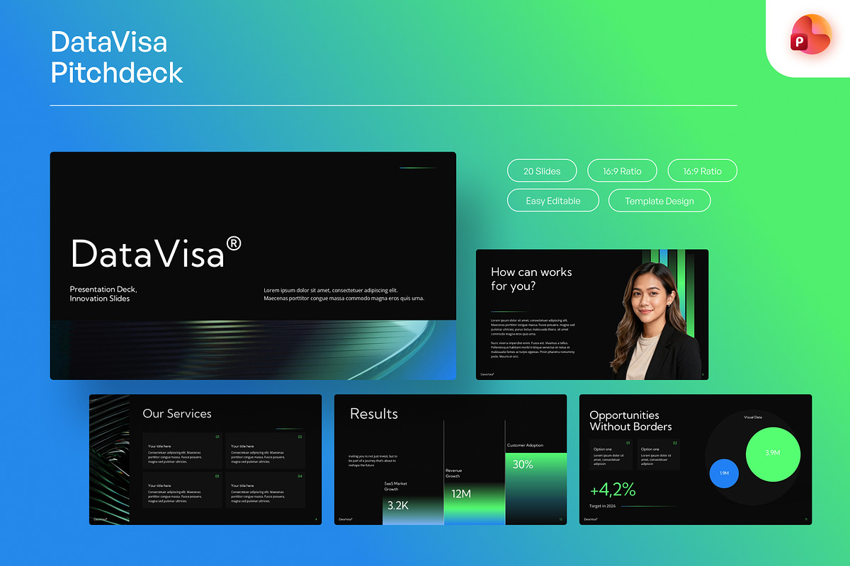 DataVisa Pitch Deck Innovation Power, a Presentation Template by Premast (Photo 1 of 3)