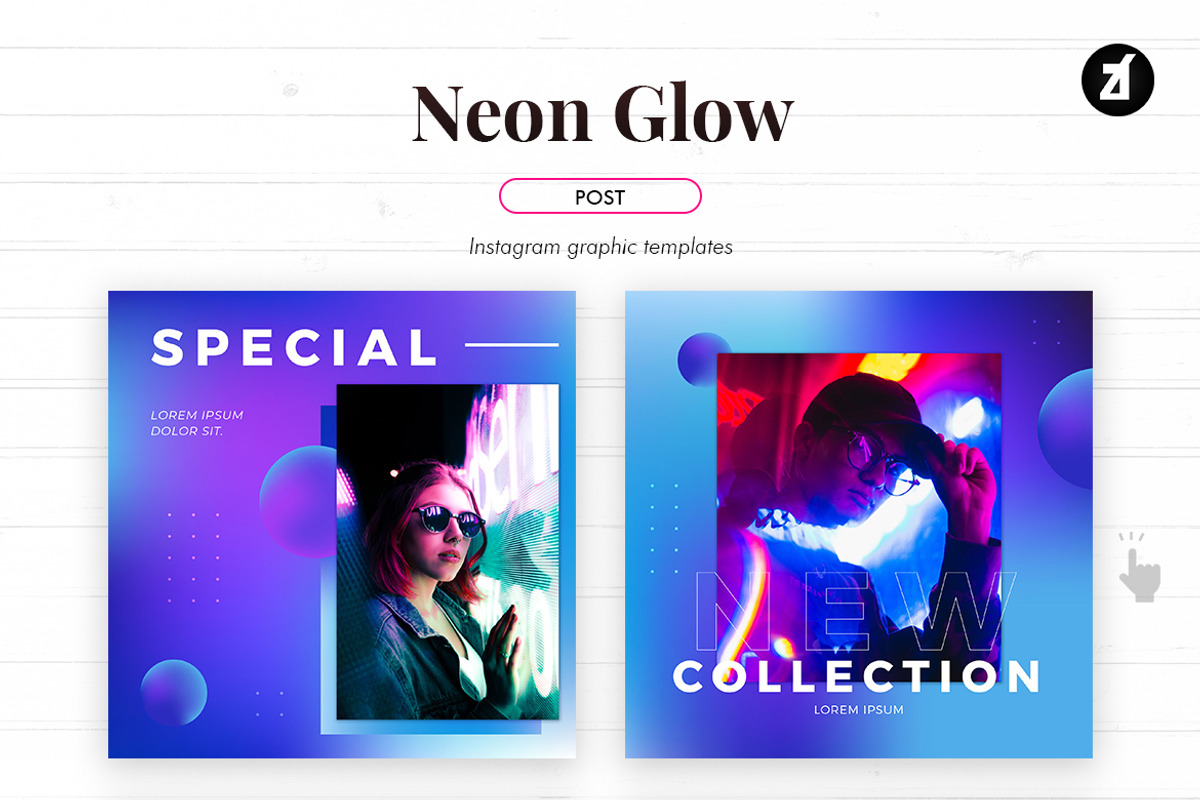 Neon glow social media graphic, a Social Media Template by Chanut is industries (Photo 4 of 11)
