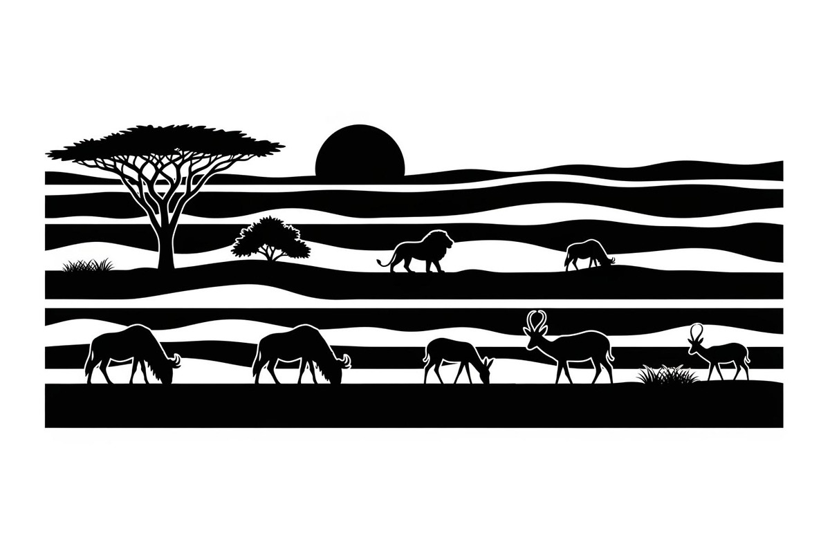 Abstract Savanna Scenery Silhouette, a Graphic by Designer_Momina (Photo 2 of 13)