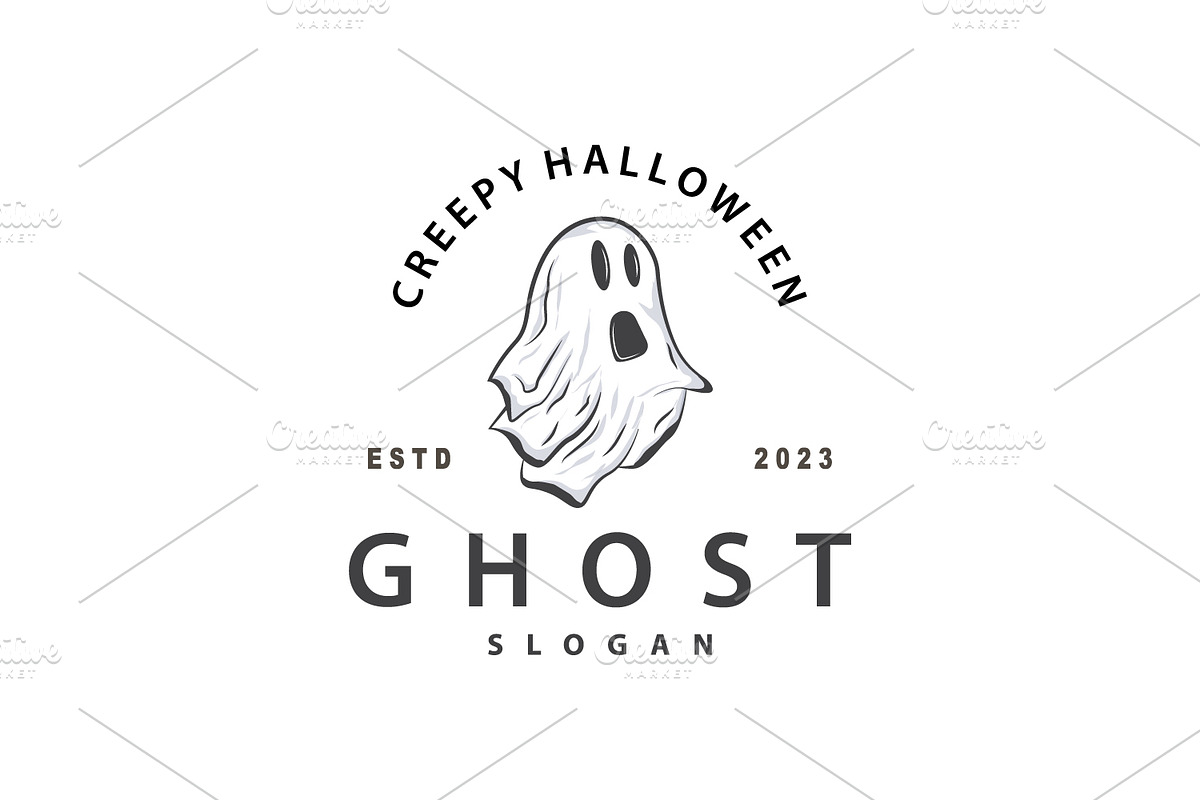 Spooky Ghost Logo Simple Halloween, a Branding & Logo Template by Maylianaw28