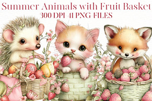 Whimsical Summer Animals with Fruit, an Illustration by Designworld