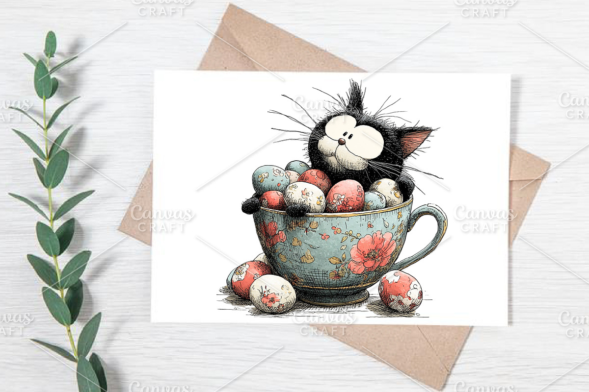 Whimsical Easter Cats Clipart Bundle, an Illustration by Canvas Craft (Photo 7 of 7)