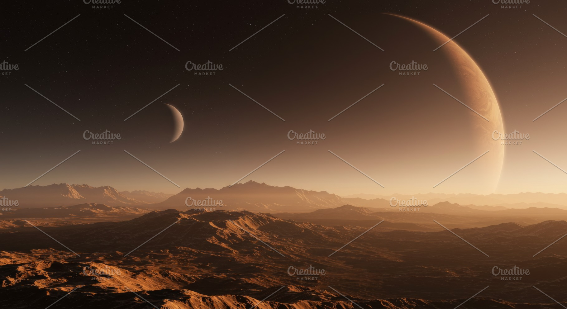 Panoramic view of a barren alien lan, a Photo by professorinc