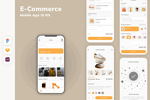 E-Commerce Mobile App UI Kit, an UI Kit Template by uicube