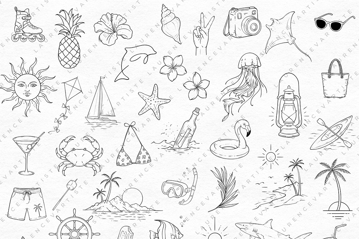 200 Summer Procreate Stamps PNG, a Brush Add-On by LaurenceVArtiste (Photo 3 of 6)