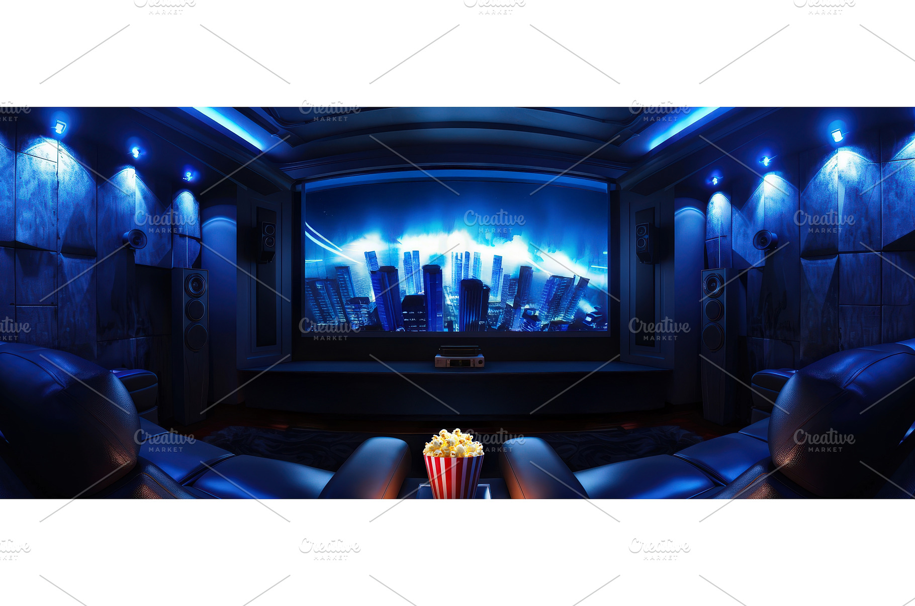 Futuristic home cinema with sci-fi, a Technology Photo by piter.goskov