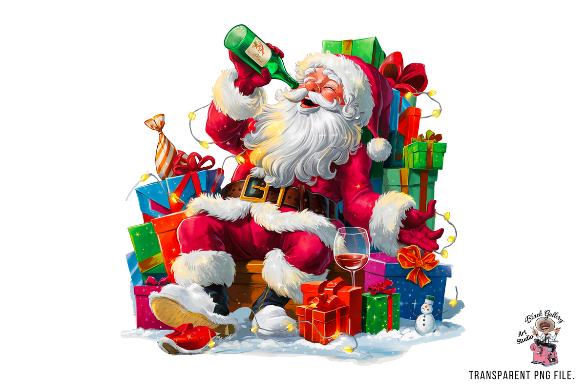 Funny Drunk Santa Clipart PNG, a Graphic by Abdur Rohim Design Studio