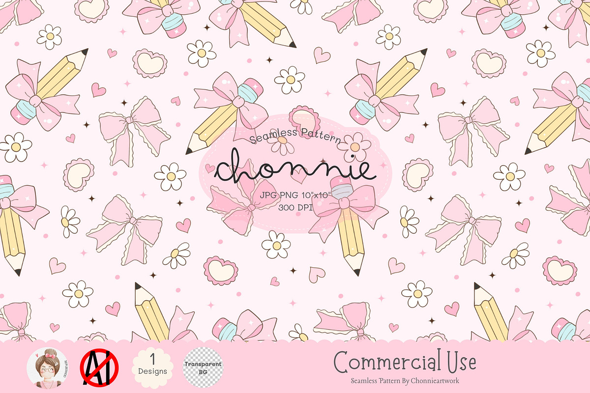 Cute Pencil Seamless Pattern JPG PNG, a Pattern Graphic by Chonnieartwork (Photo 1 of 5)