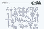 Gothic Ornament and Flowers, a Pattern Graphic by Collection by VY (Thumbnail 6 of 11)
