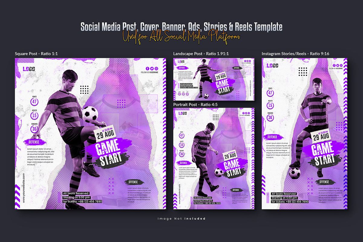 Football Soccer Social Media Post, a Social Media Template by Creative_View (Photo 4 of 8)