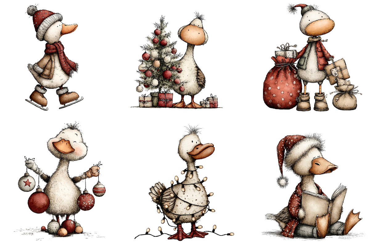 Funny Goose Christmas Clipart, an Illustration by CreationArt (Photo 4 of 5)