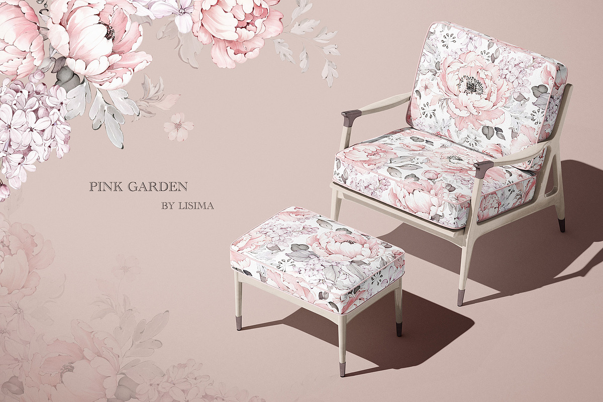 Pink Watercolor Peonies Pattern, a Pattern Graphic by Lisima (Photo 3 of 16)