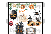 Cute Halloween Watercolor Clipart, an Illustration by CraftCrateShop (Thumbnail 7 of 7)