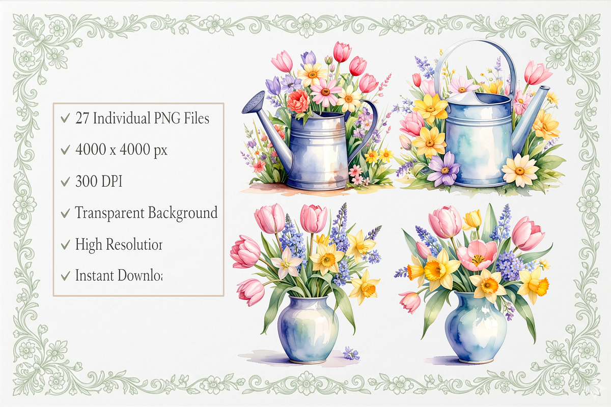 Watercolor Spring Flowers Collection, an Illustration by Print Haven (Photo 4 of 6)