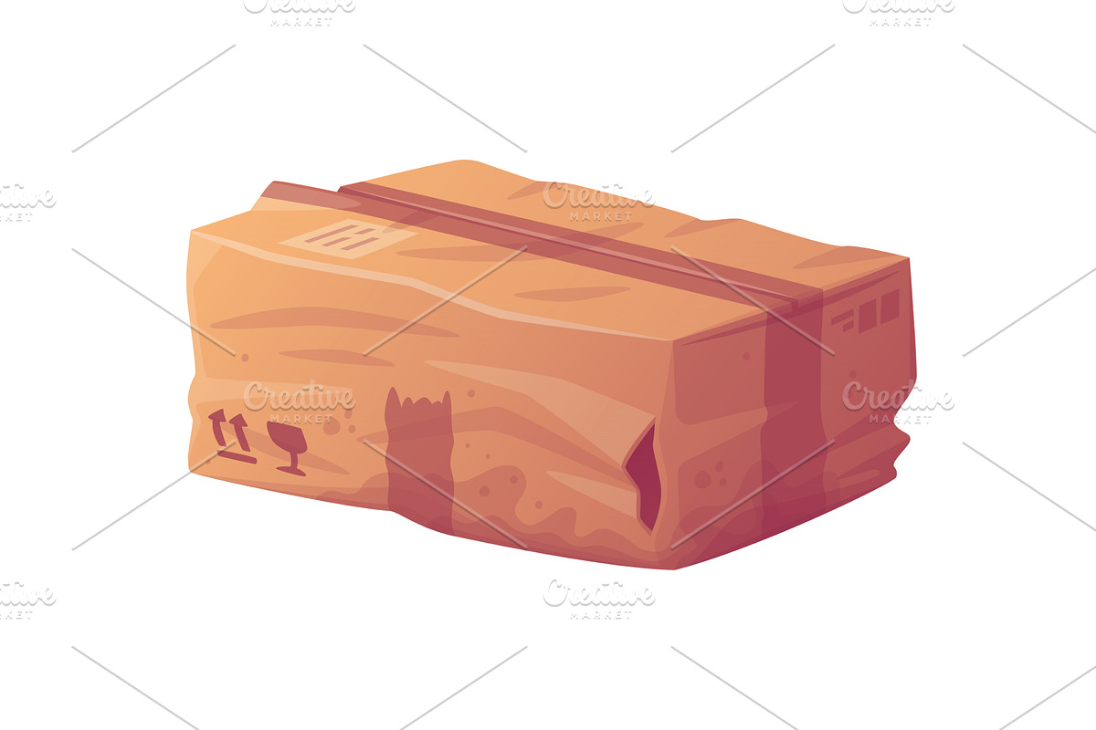 Crumpled Cardboard Box as Packaging, an Object Illustration by TopVectors