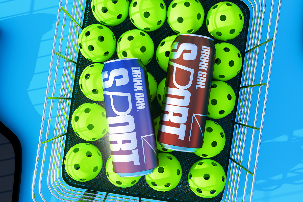 Pickleball Beverage Can Mockup, an Advertising Mockup by herutage (Photo 2 of 4)
