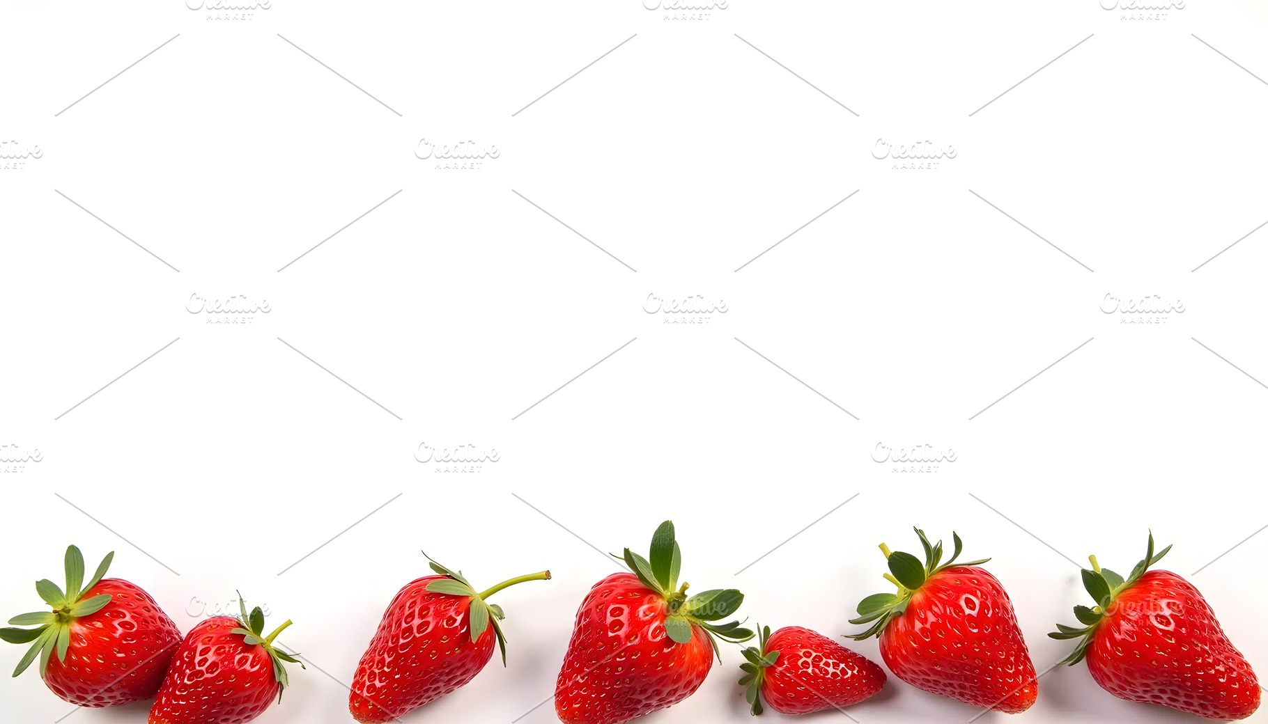 Strawberries Bottom Edge With Clean, a Photo by LOGOCREATIVE