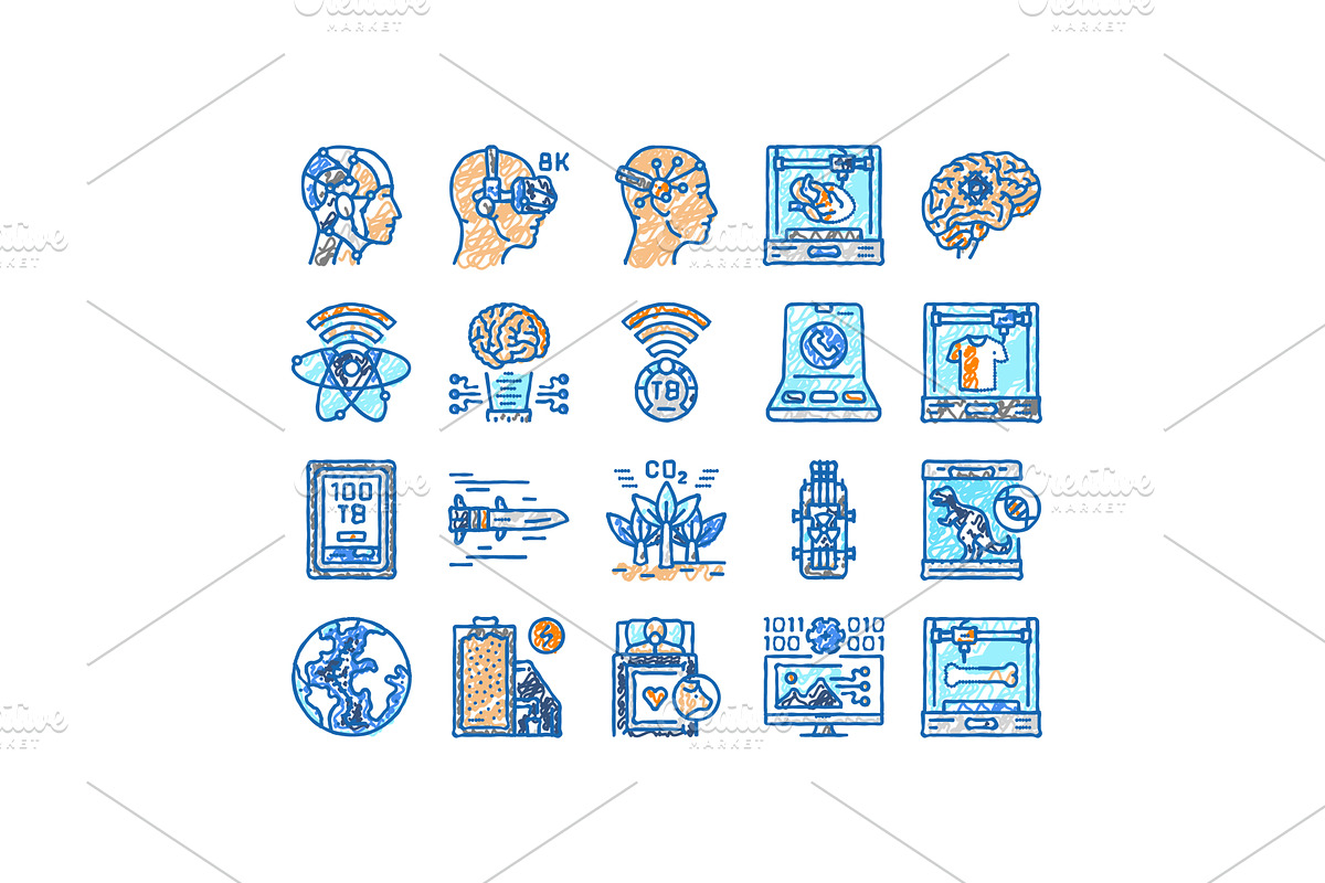 future techology digita modern icons, an Object Illustration by pikepicture