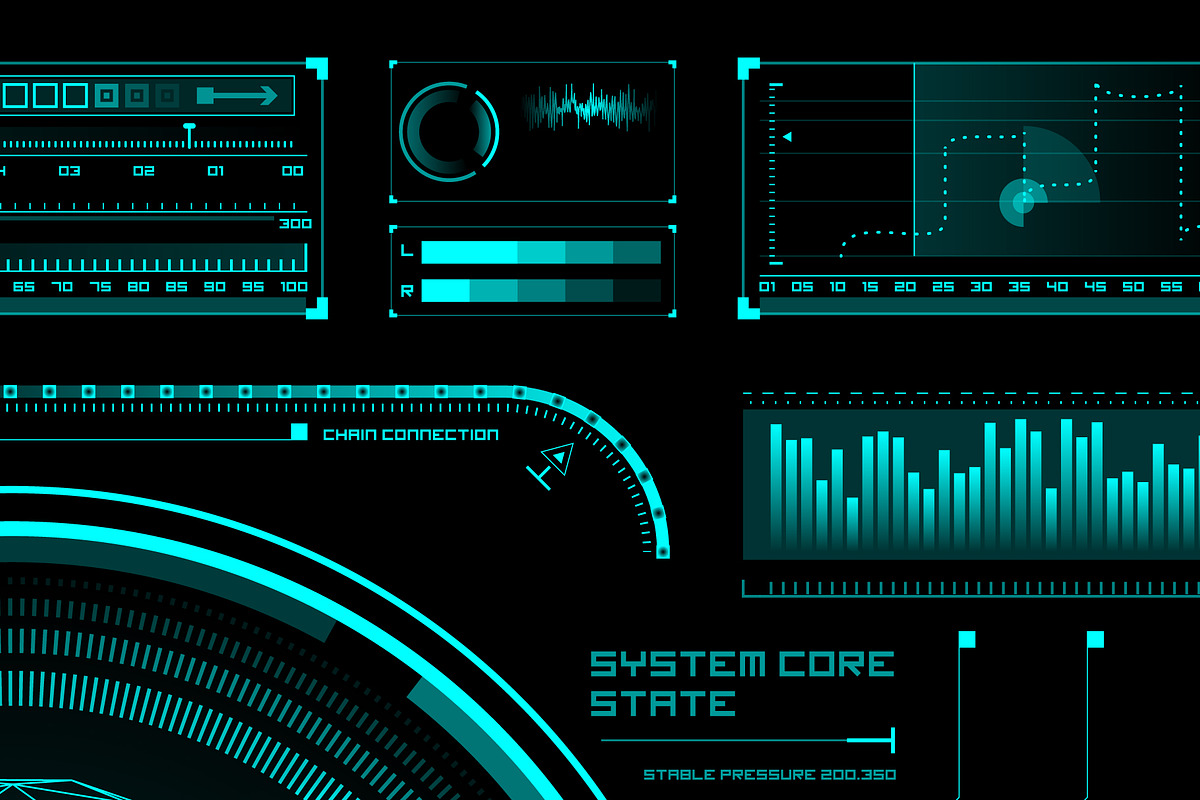 Futuristic user interface elements, a Technology Illustration by BeOGraphic