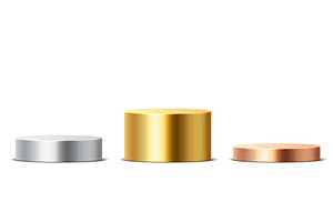 Gold, silver, bronze podiums, an Object Illustration by Frogella