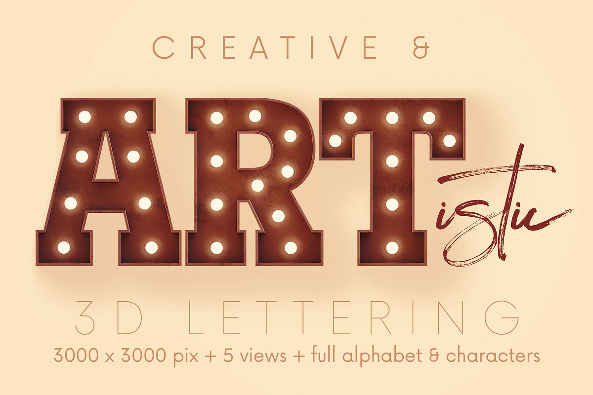 Marquee Lights - 3D Lettering, a Graphic by MIIM (Photo 5 of 8)