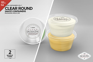 Clear Round Sauce Containers Mockup