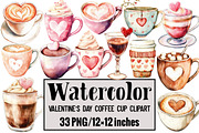 Valentine's Day Coffee Cup Clipart, an Illustration by Design Market (Thumbnail 1 of 3)