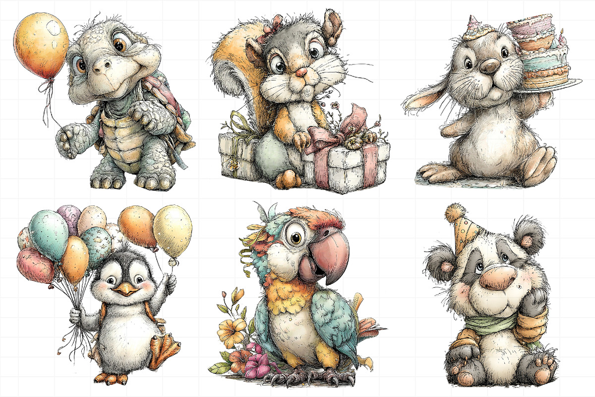 Birthday Animals Clipart, an Illustration by Daily.Designs (Photo 3 of 5)