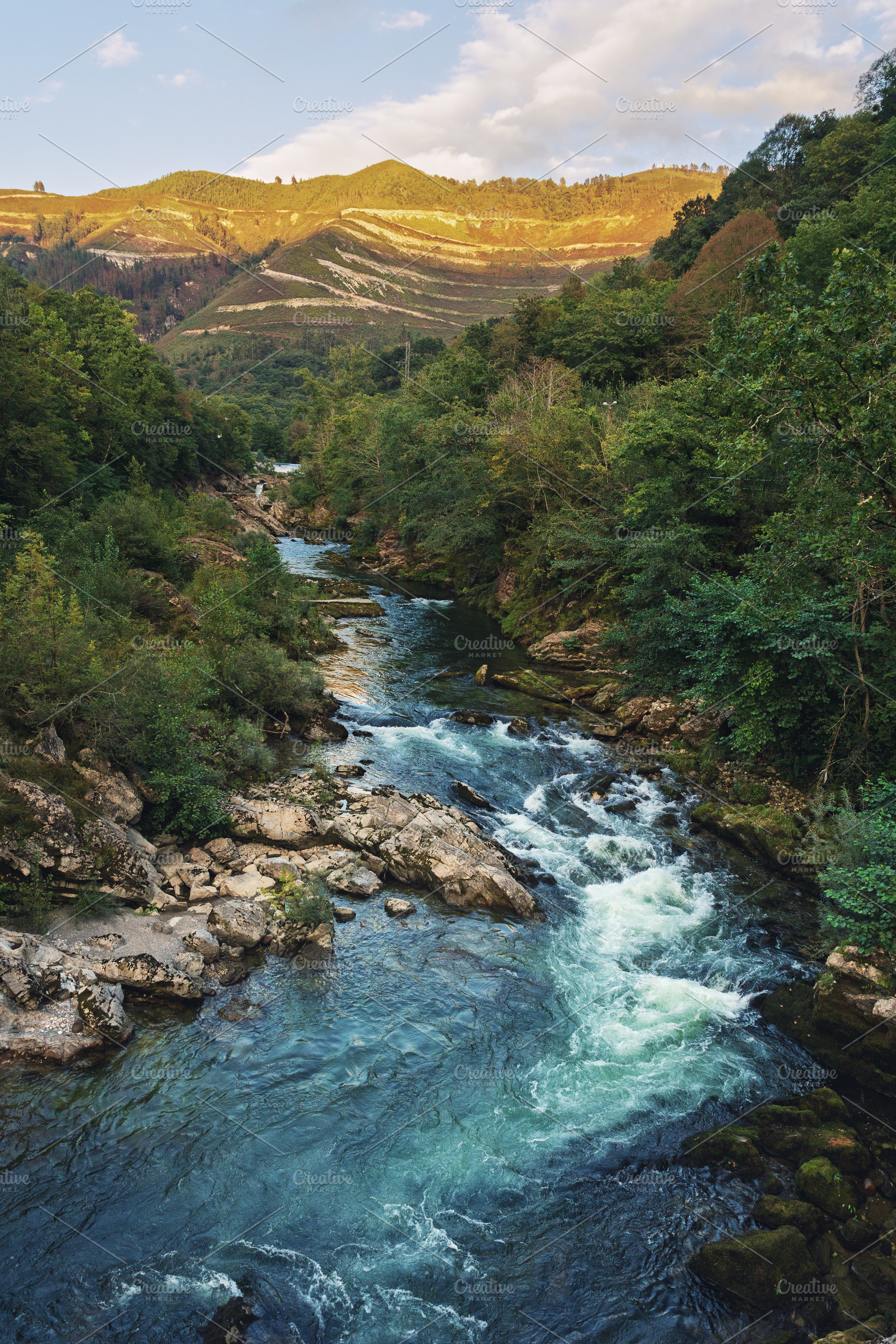 Crystal-clear river between green mo, a Nature Photo by Perpis