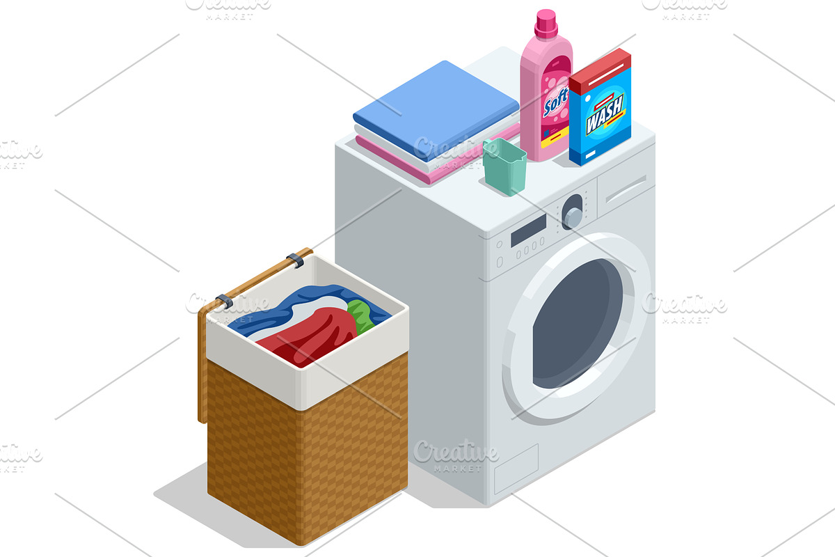 Isometric illustration of a washing, an Object Illustration by Golden Sikorka