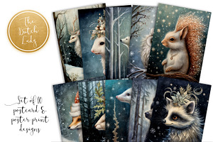 Mystical Christmas Animals Postcards