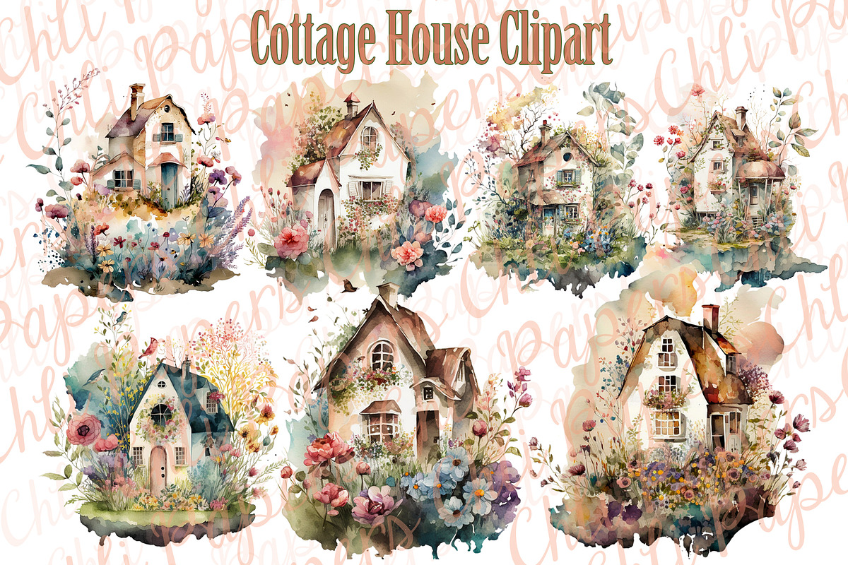 Cute Cottage Clipart, Farmhouse Png, a Graphic by chilipapers (Photo 2 of 3)