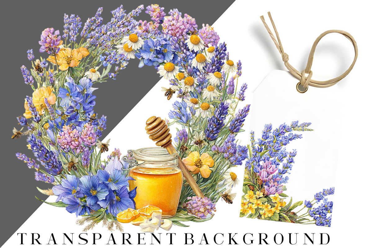 Lavender Honey Watercolor Clipart, an Illustration by DreamCafeArt (Photo 8 of 8)