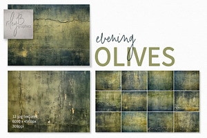 Evening Olives Grunge Paintings