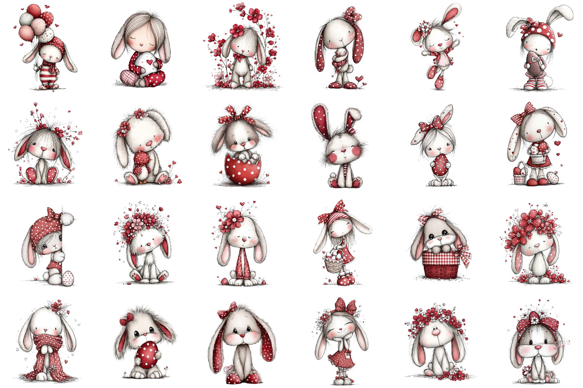 Whimsical Easter Bunny Clipart, an Illustration by designcity5 (Photo 2 of 5)