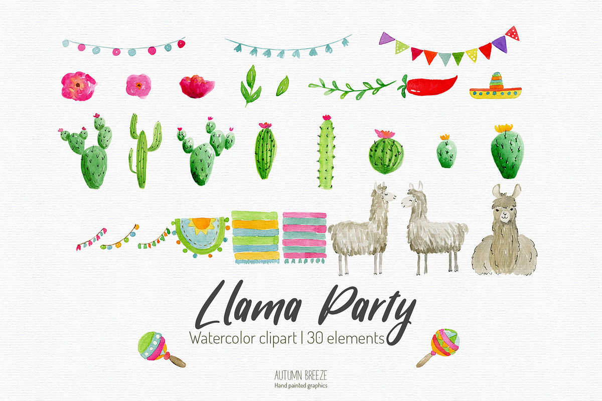 watercolor  llama clipart, an Animal Illustration by Autumn Breeze (Photo 4 of 4)