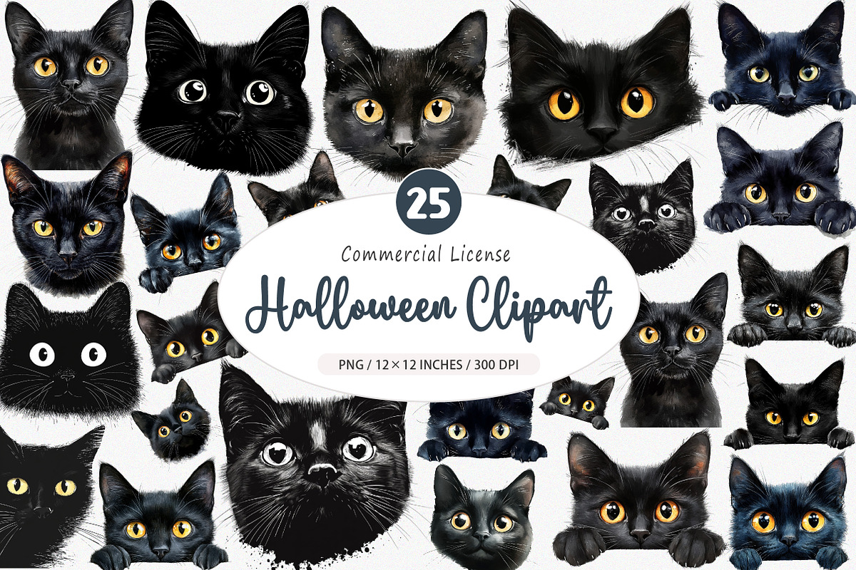 Black Cat Peeking PNG, an Illustration by SinaCreation (Photo 1 of 5)