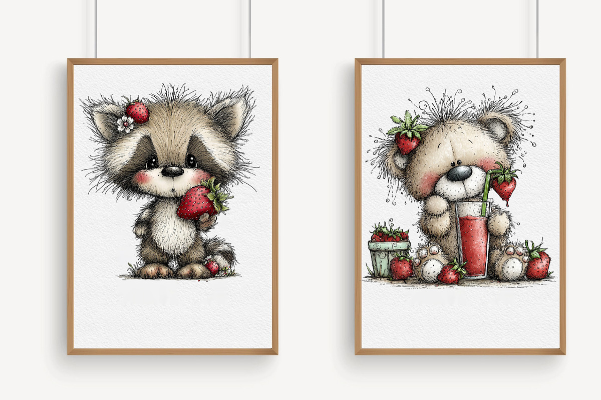 Whimsical Woodland Strawberry Clipar, an Illustration by Libby Wishes (Photo 3 of 7)
