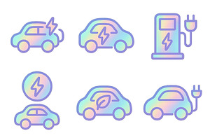 Electric vehicle icons showcasing, a Transportation Illustration by ZinetroN