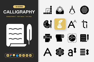 Calligraphy Solid Icons, a Solid Icon by Spacepixel Creative