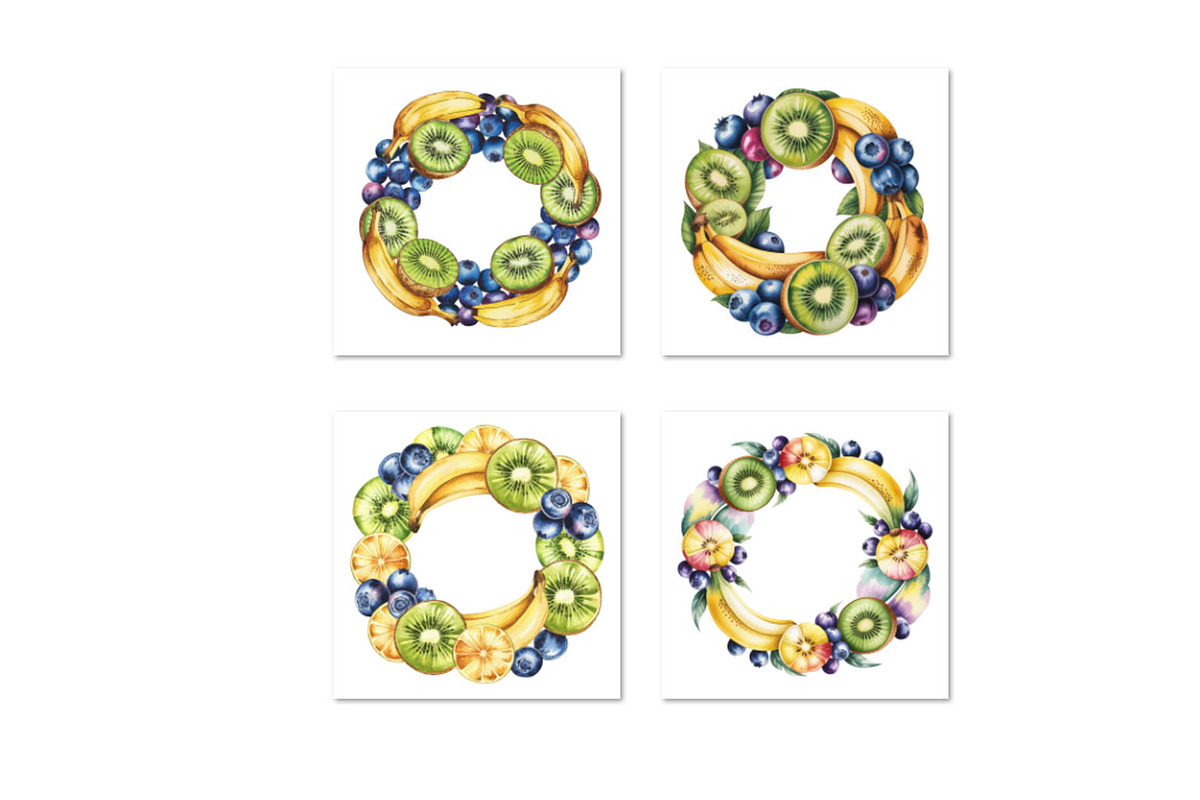 Fruit and berry wreath.Watercolor, an Object Graphic by SketchArtStudio (Photo 2 of 3)