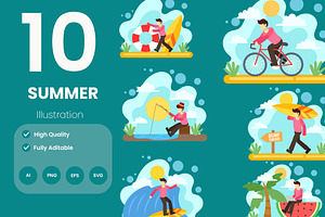 Summer Holiday Illustration Pack, an Illustration by baii09