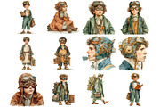 Vintage Kids Steampunk Ephemera, an Illustration by DreamArtGraphic (Thumbnail 2 of 4)