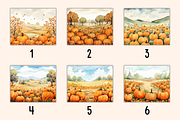 18 Watercolor Pumpkin Landscapes, a Seasonal Illustration by Dreamy Little Graphics (Thumbnail 3 of 5)