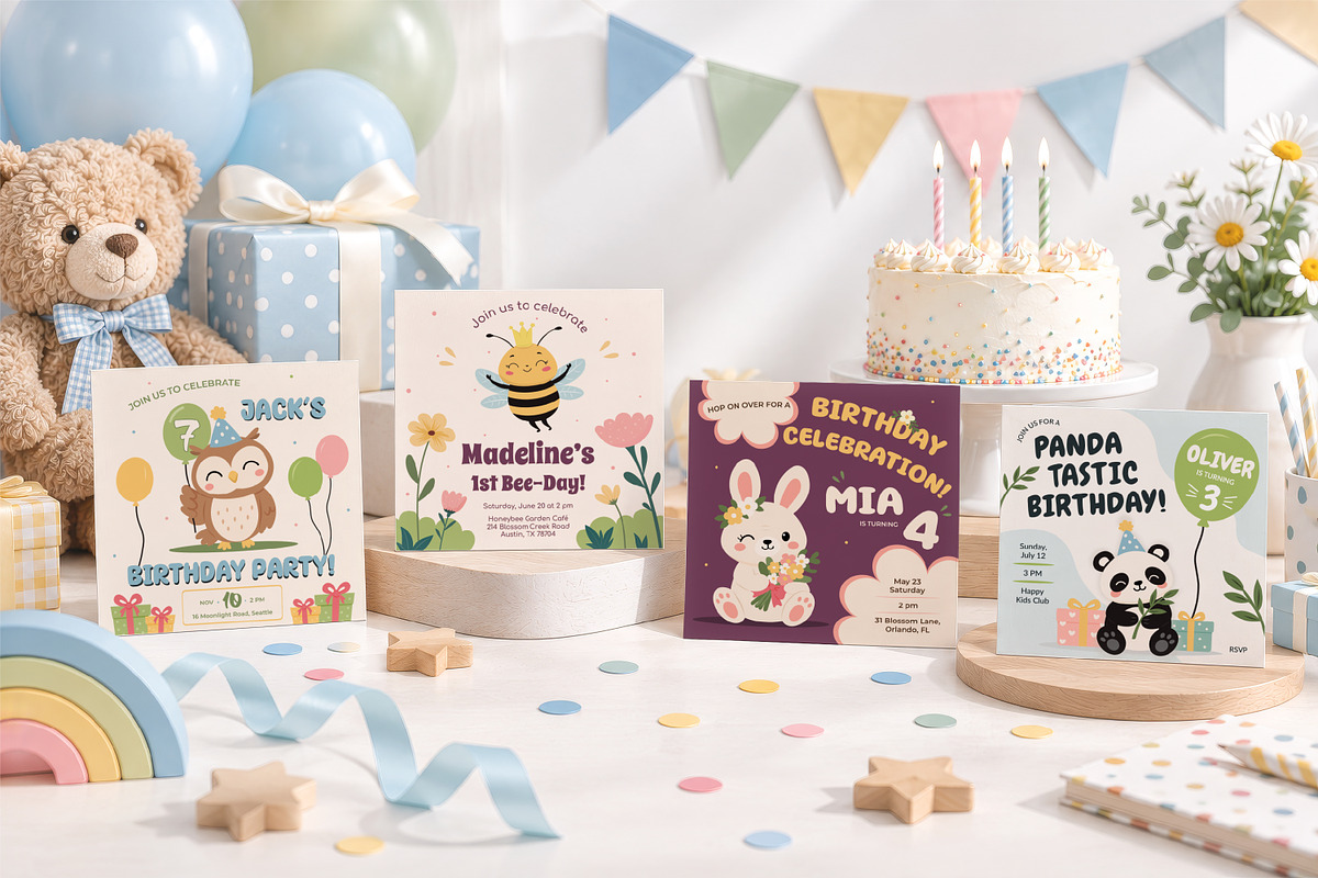 Animal Birthday Invitation Templates, an Invitation Template by AnnMsl Lab (Photo 2 of 5)