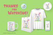 Cartoon Easter Bunny. Tshirt, PNG., an Animal Illustration by KENO Mascots (Thumbnail 5 of 5)