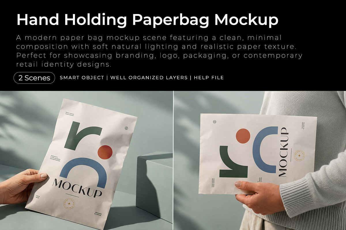 Hand Holding Paperbag Mockup, an Advertising Mockup by Pitchlook.Studio (Photo 1 of 4)