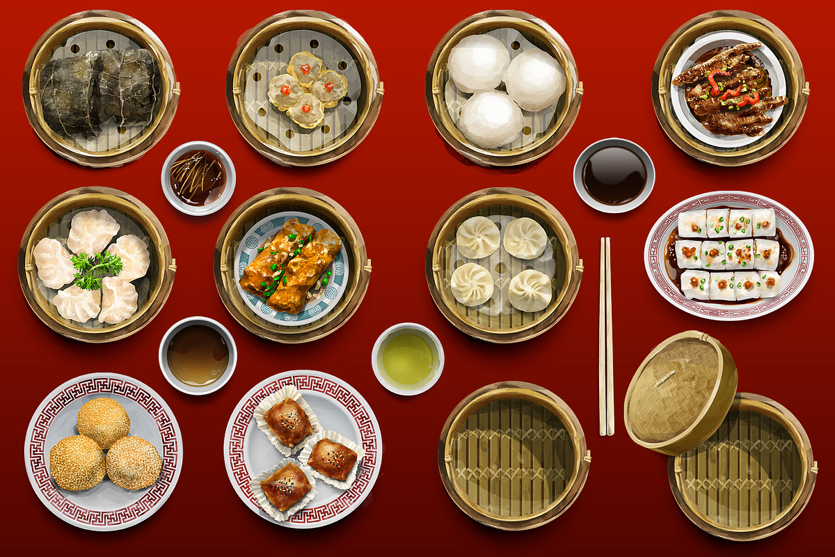 Dimsum chinese food hand drawn, a Food Illustration by DickyJiang Illustrations (Photo 6 of 6)